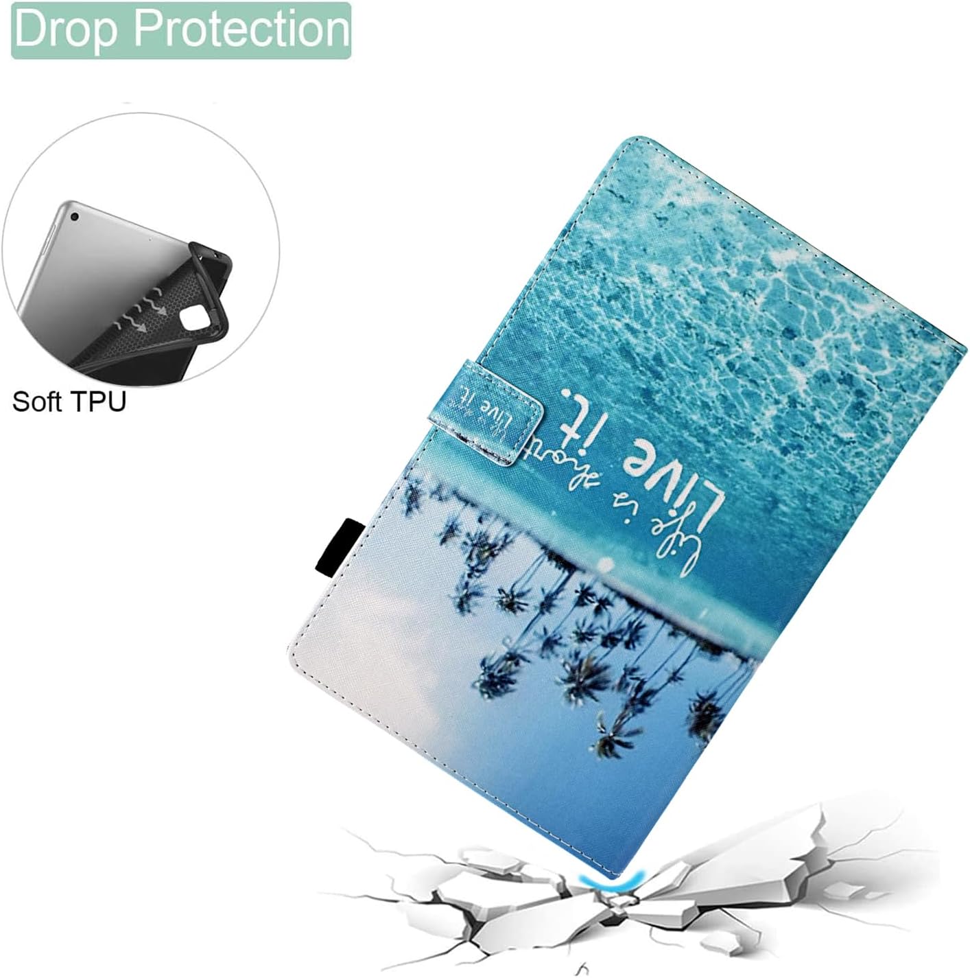 for Kindle Fire Max 11 Case (13th Generation, 2023 Release), PU Leather Folio Folding Stand Cover Case for Fire 11 Tablet with Auto Wake/Sleep, Beach