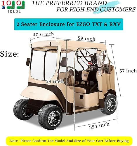 Vista 2 de 10L0L Recinto de conducción de carrito de golf para 2/4 pasajeros para modelo EZGO TXT/RXV, ventana transparente de 4 lados 600D cubierta de lluvia