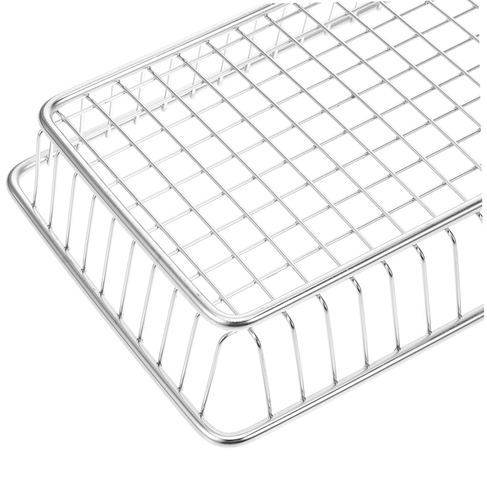 Cesta para Freír de Acero Inoxidable Rectangular Plata | Asa Antideslizante, Diseño Hueco, Uso en Hoteles y Restaurantes, Resistente Deformación