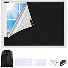 100% Blackout Window Cover, Portable Blackout Curtains for Bedroom Cuttable No Drill Window Blinds, Black Out Shades Fabric Sheet for RV, Travel, Media Room, Pleated Windows Shades 118'' x 57''