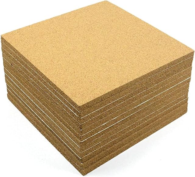 ybaymy 12 Pack Cork Boards 30 x 30 cm Square Cork Tiles 12mm Thick Self Adhesive Cork Tile Boards Small Wall Bulletin Boards for Bulletin Boards Home, Office ,Decor ,DIY ,Pin Boards,Messages