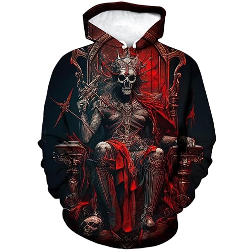 Men's Novelty Skull Print Hoodie Sweatshirt Pullover with Pocket