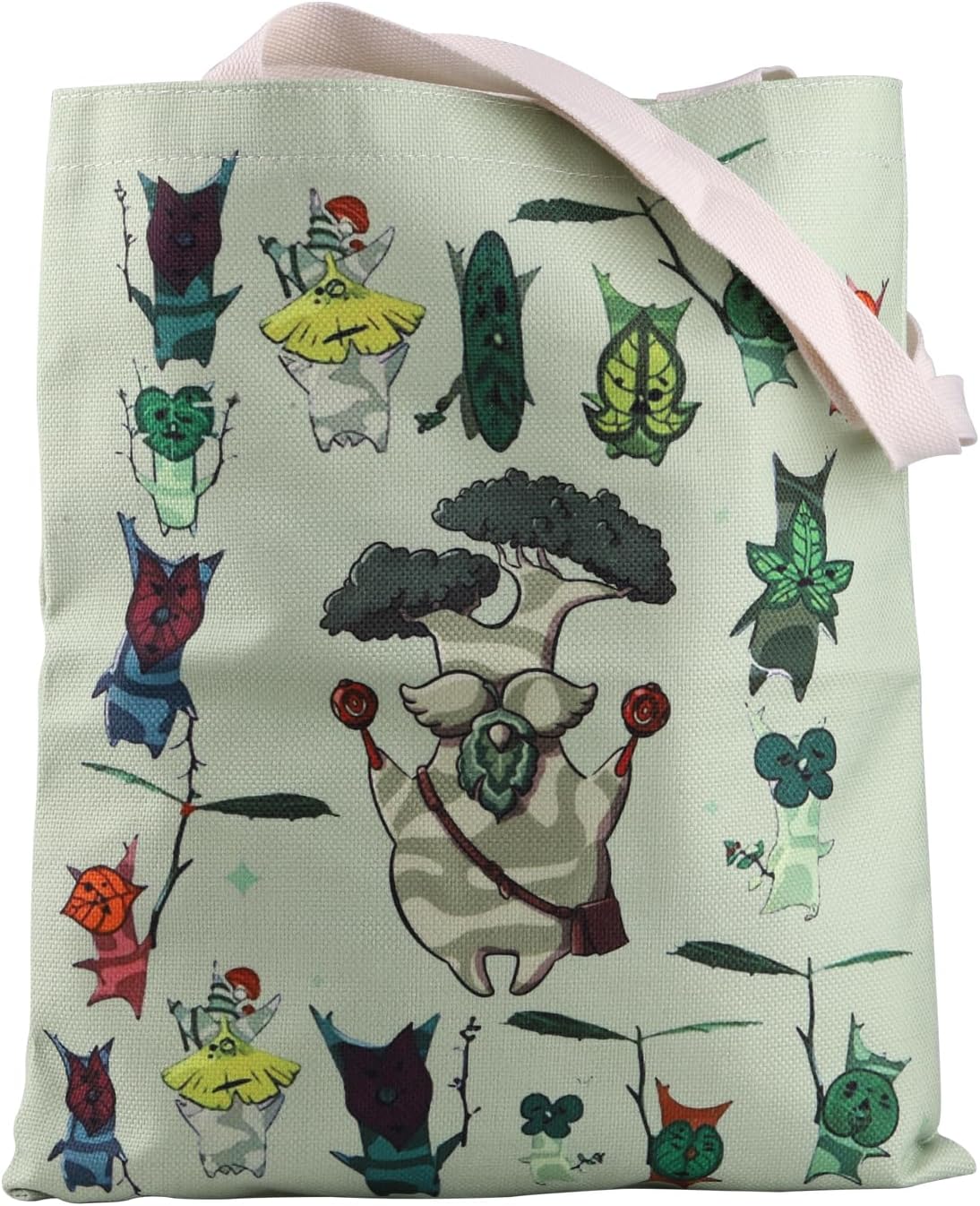ZJXHPO Gamer Tote Bag Korok Plant Reusable Grocery Shopping Bag Korok Dad Handbag Gamer Gift (Green Tote)