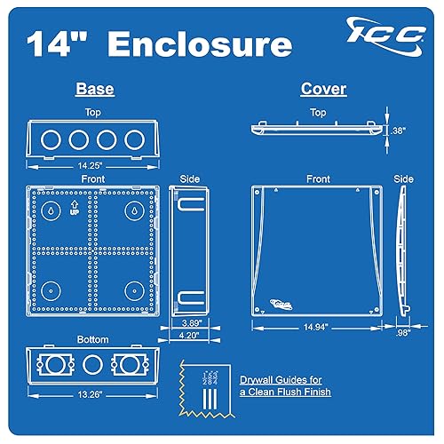 Miniatura 4 de ICC Recinto de cableado estructurado de plástico de 14 pulgadas, gabinete multimedia con cubierta de pared de cable, caja de gestión de cables para