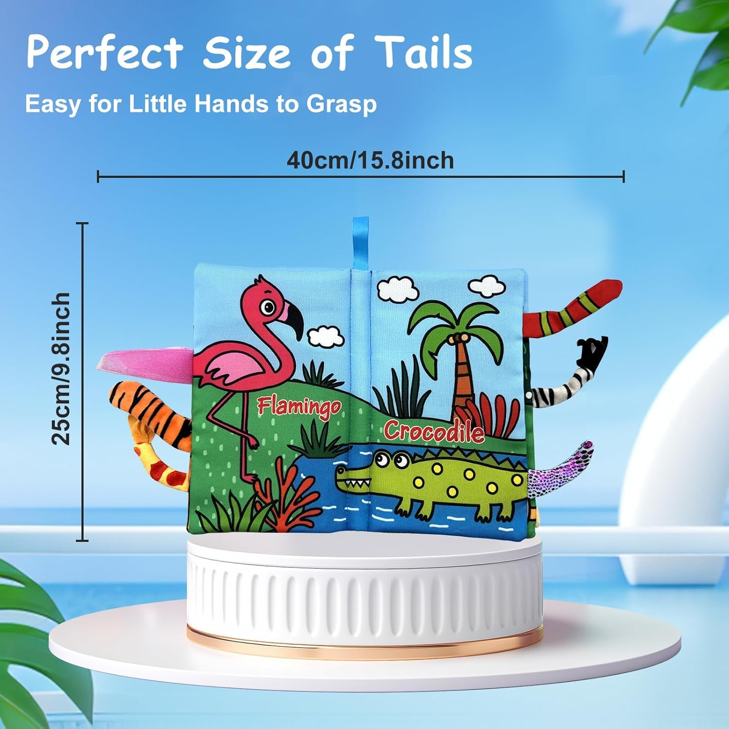 BeFunky Baby Fabric Book, Baby Book Toy Months 0 3 6 12 Months, Soft 3D Picture Book Feel Book Crinkle Book Sensory Toy Montessori Learning Toy For Boys Girls (Jungly Animals), Multicolor - Image 7 thumbnail