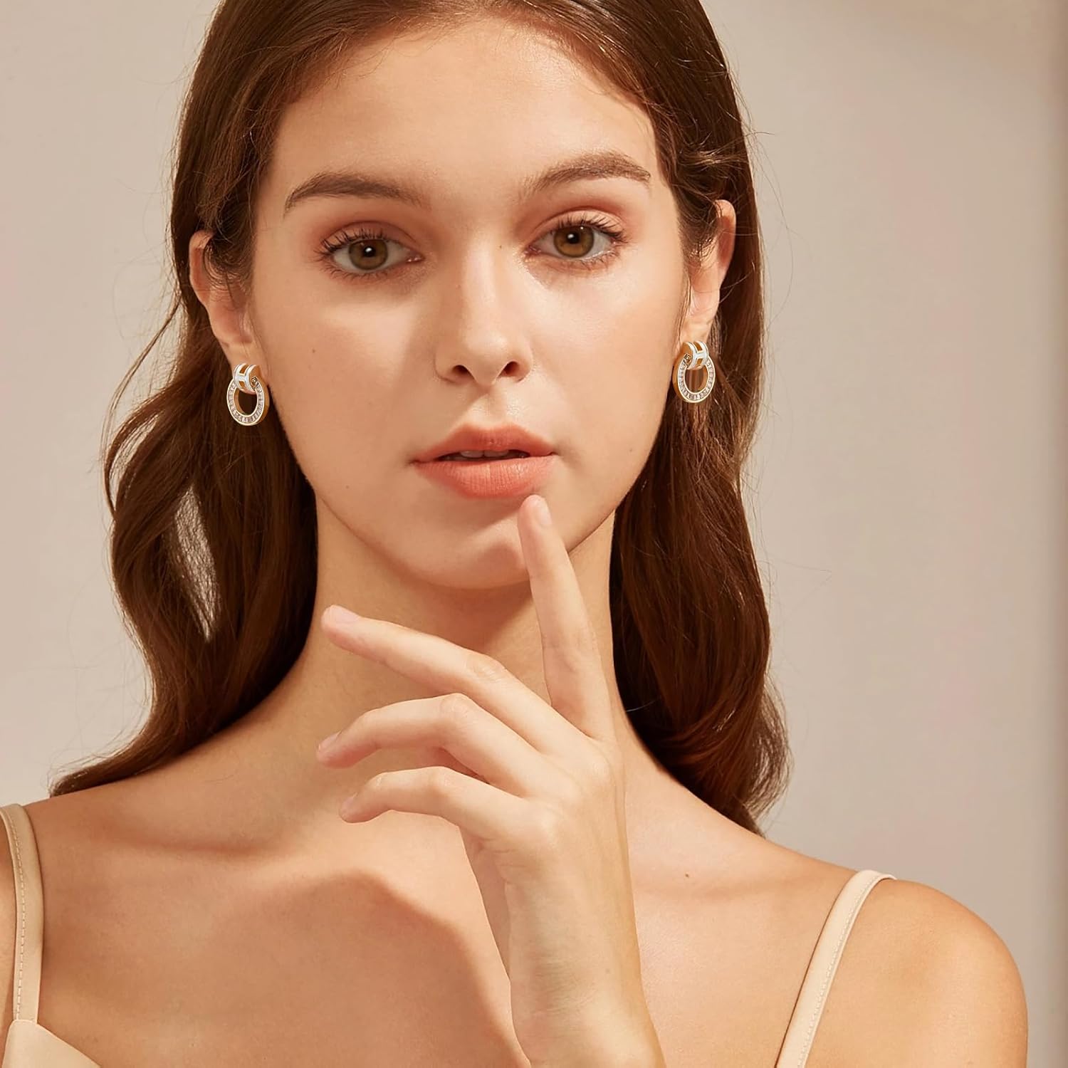 H Stud Earrings 14K Gold Plated Earrings Enamel Earrings Dainty Stud Earrings for Women Birthday Gifts for Women - Image 3