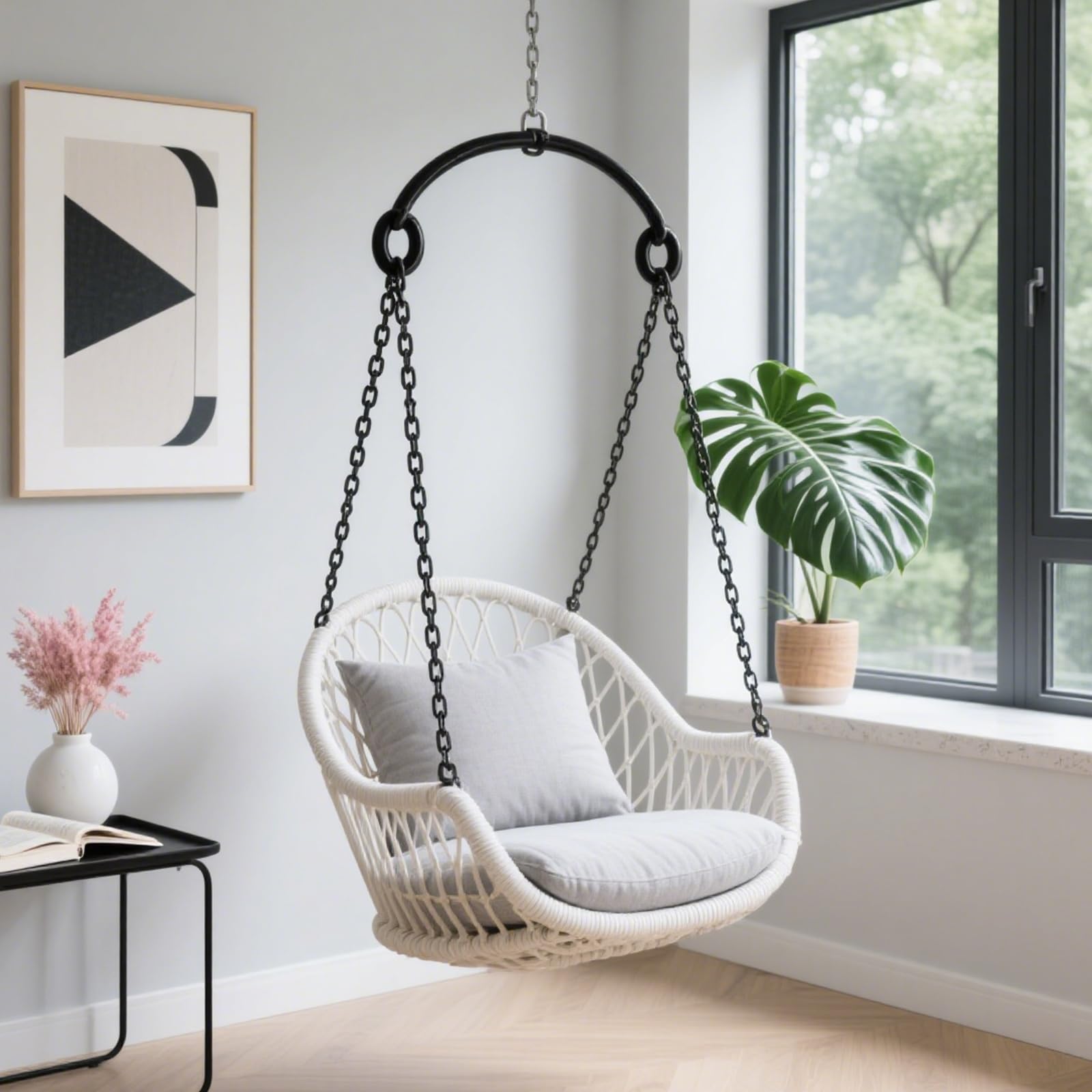 Chaîne laquée noire de 4 m, Ø 8 mm en acier au carbone, chaîne à bascule, fauteuil suspendu, chaîne de sécurité pour accrocher des clôtures