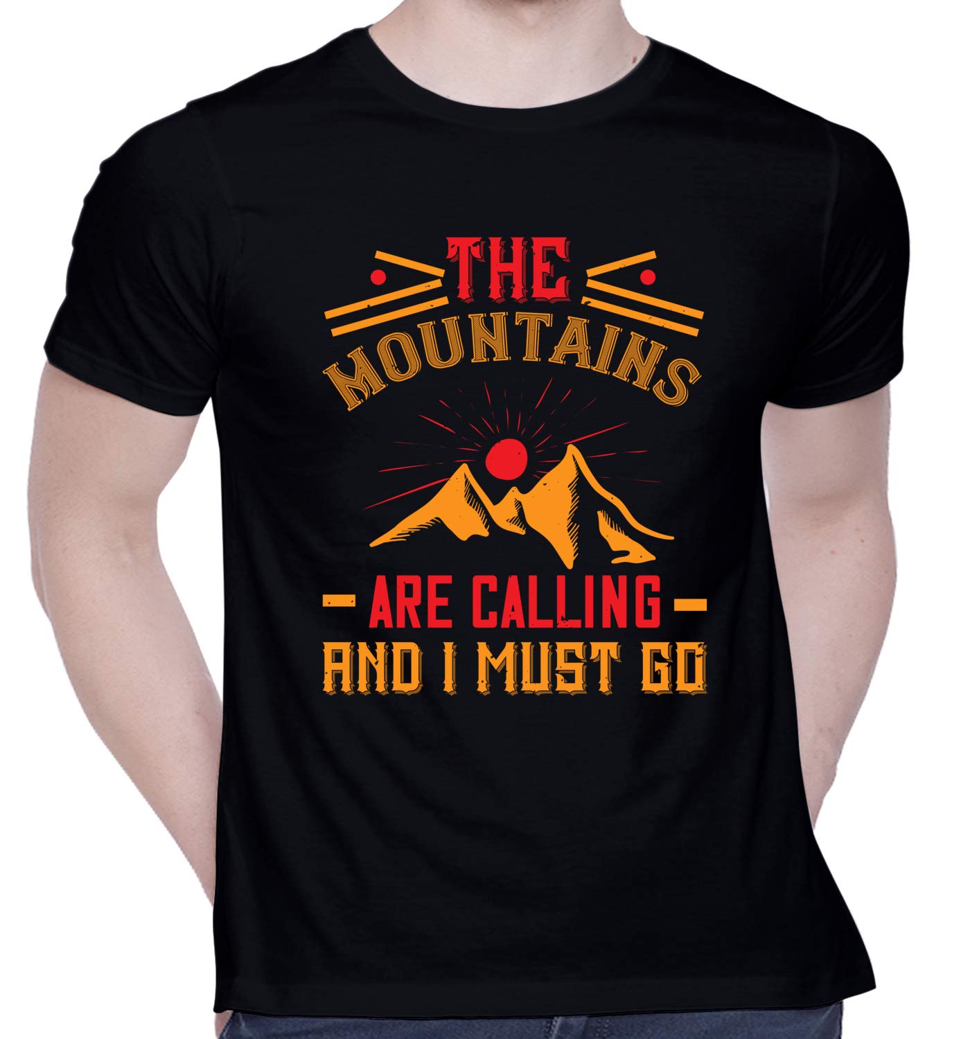 CreativiTGraphic Printed T-Shirt for Unisex The Mountains are Calling and I Must go Tshirt | Casual Half Sleeve Round Neck T-Shirt | 100% Cotton | D00443-2909