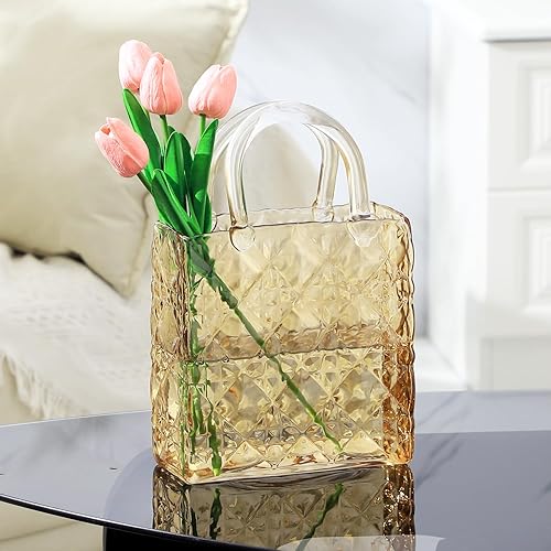 Miniatura 9 de Jarrón de bolsa, florero de bolsa de vidrio, florero de vidrio transparente, florero moderno, florero estético para flores, jarrón decorativo con
