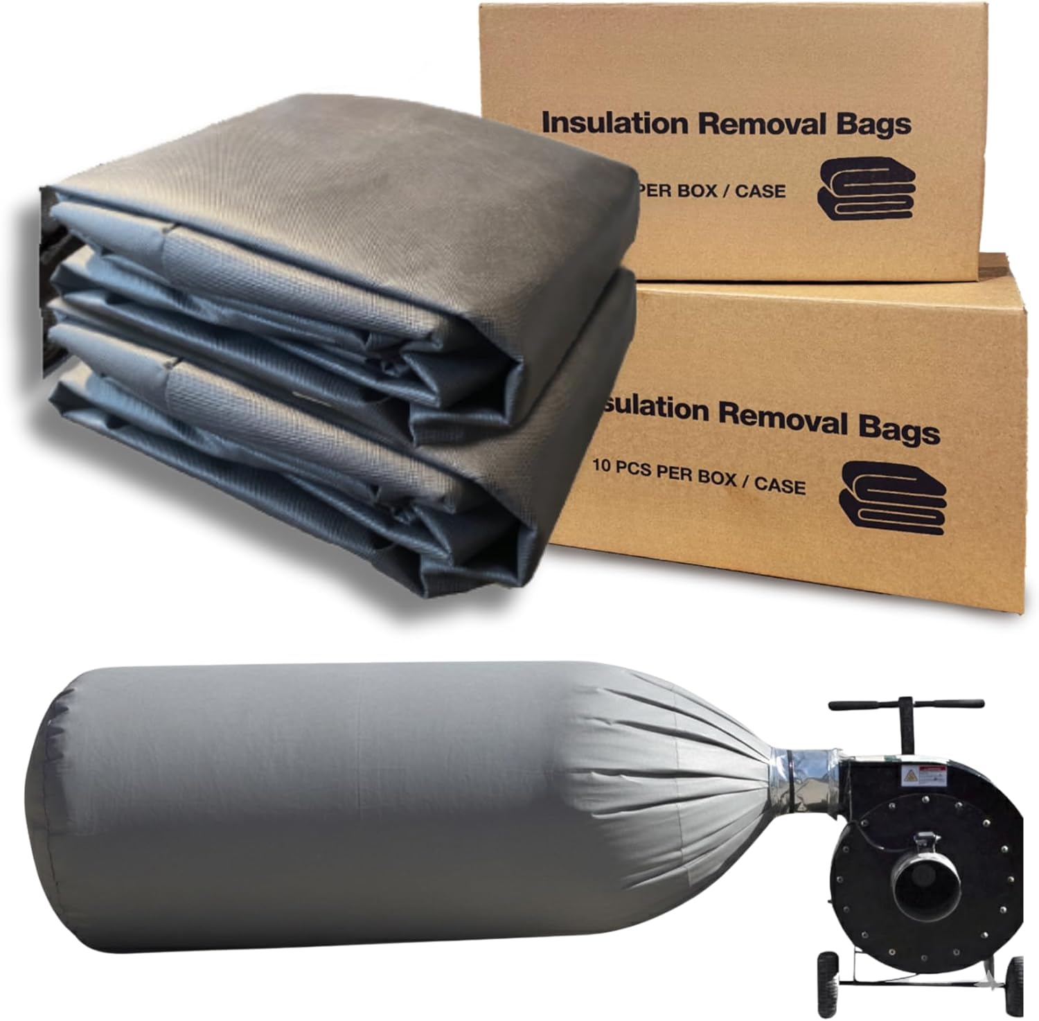 Vega Bond Professional Insulation Removal Vacuum Bags, 75 Cu Ft (4’ x 6’), Fits 10” Hoses, Attic Debris Bags, Professional Grade, Available in Maximum, Super & Heavy Duty (Gray, 10)