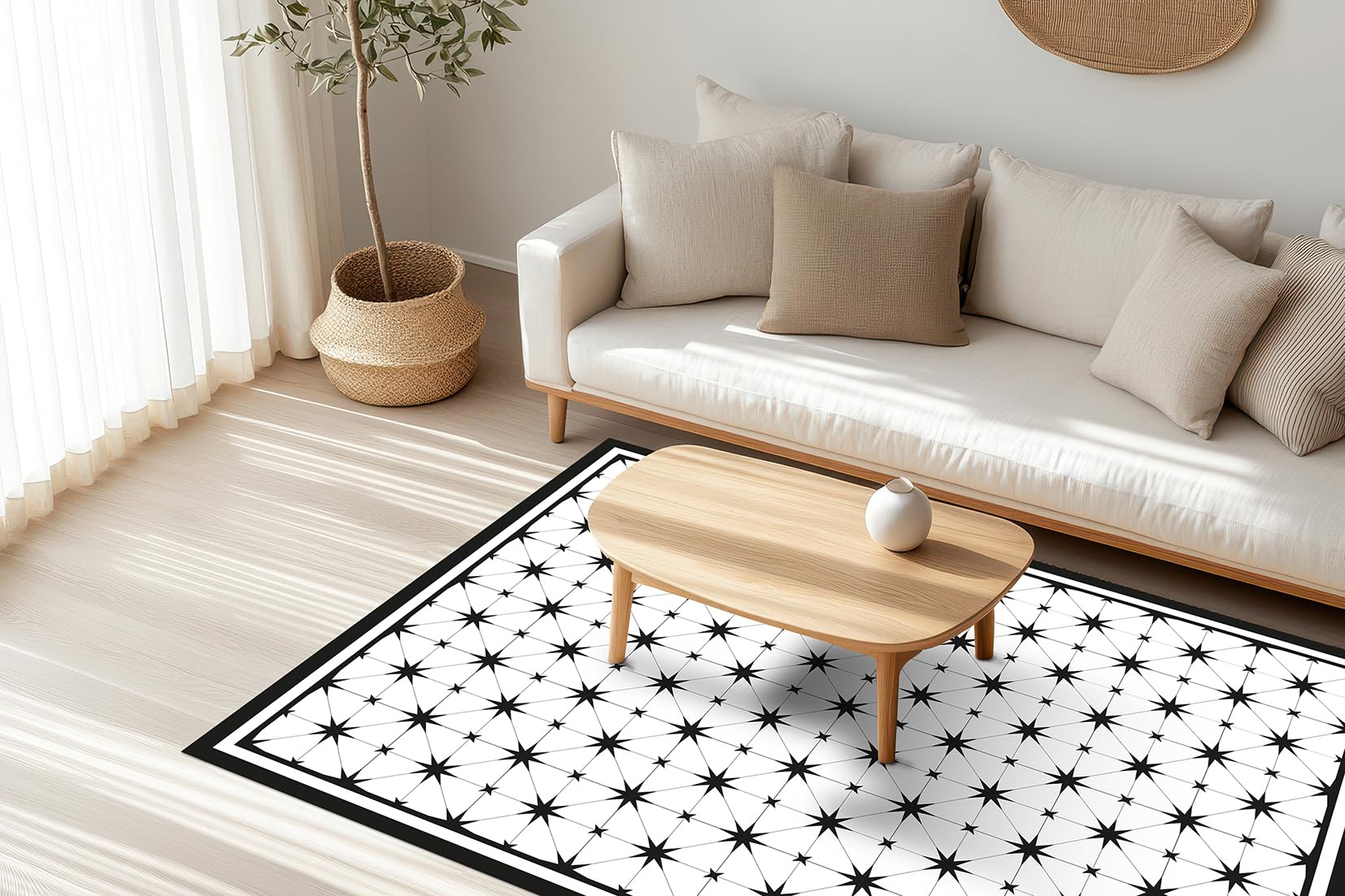 DobleUve Estudio Alfombra Vinílica Star | Negro | 80x200 | Alfombra Cocina Lavable Antideslizante | Alfombra Vinilo Salón | Alfombra Verano | Suelo de Vinilo