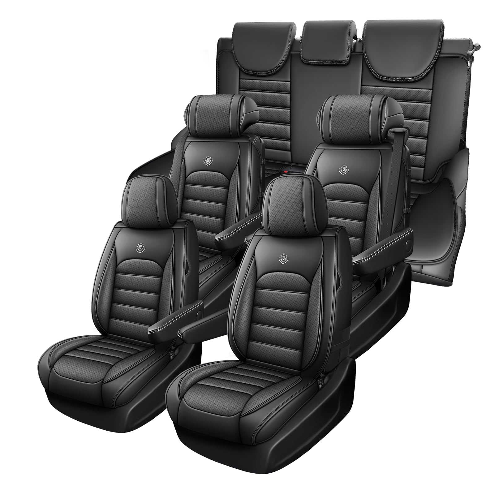 7 asientos para Ascent 2019-2026, fundas de asiento de cuero impermeables, transpirable, cobertura completa, compatible con airbag y reposabrazos, juego completo de fundas de asiento, color