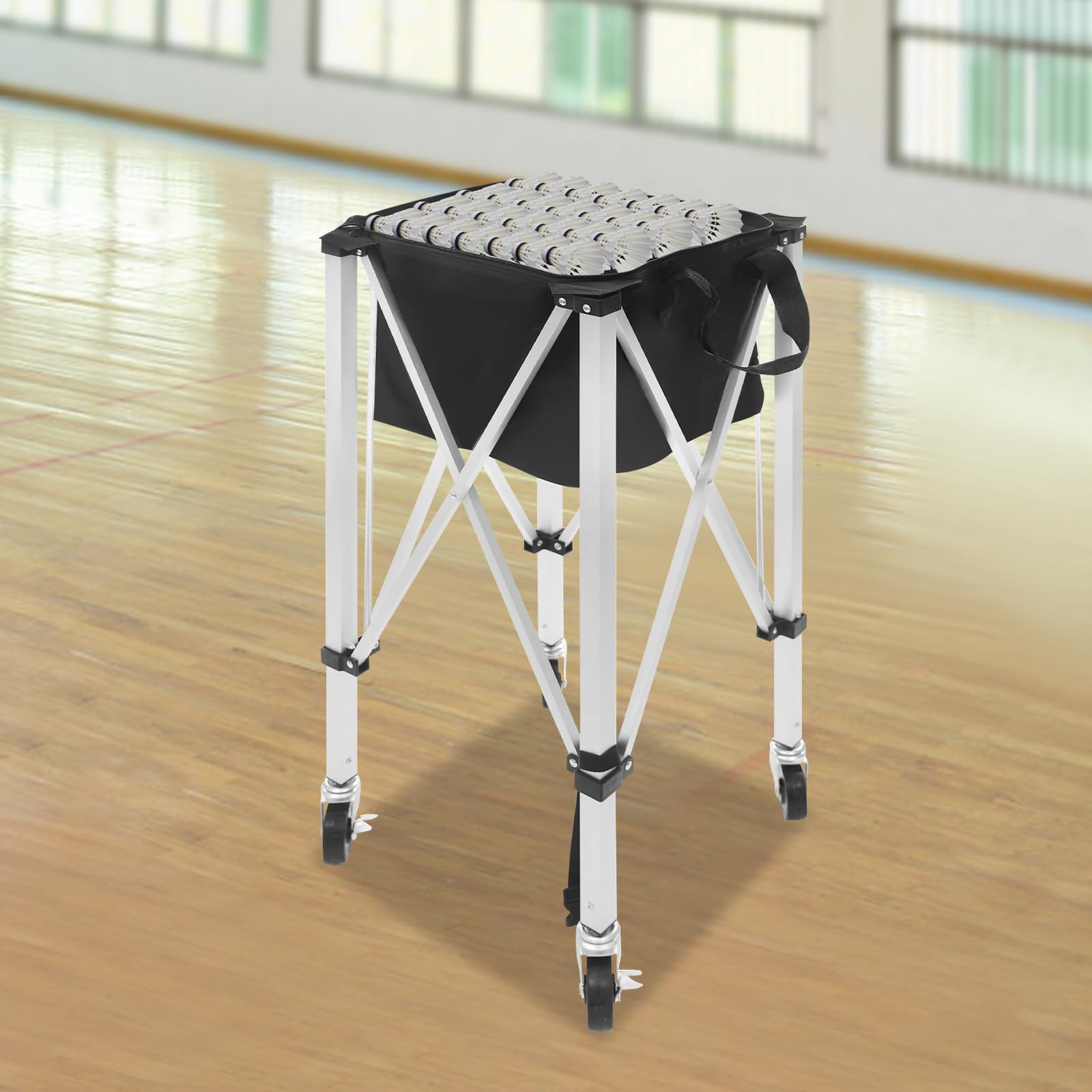 Portapelotas de tenis portátil, cesta de tenis plegable, soporte de pelota de tenis con ruedas, para el juego de tenis en clubes de tenis, escuelas y parques.
