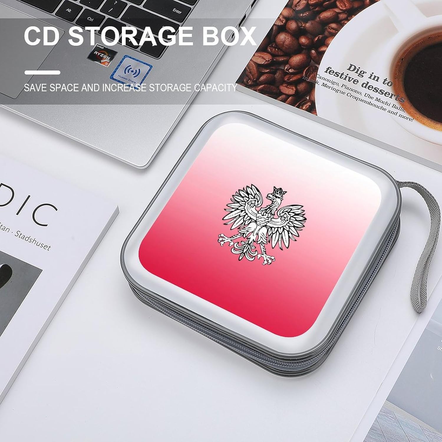 Poland Polish Red Flag White Eagle CD Case Portable DVD Storage Box CD Wallet Holder Binder Organizer for Car Home