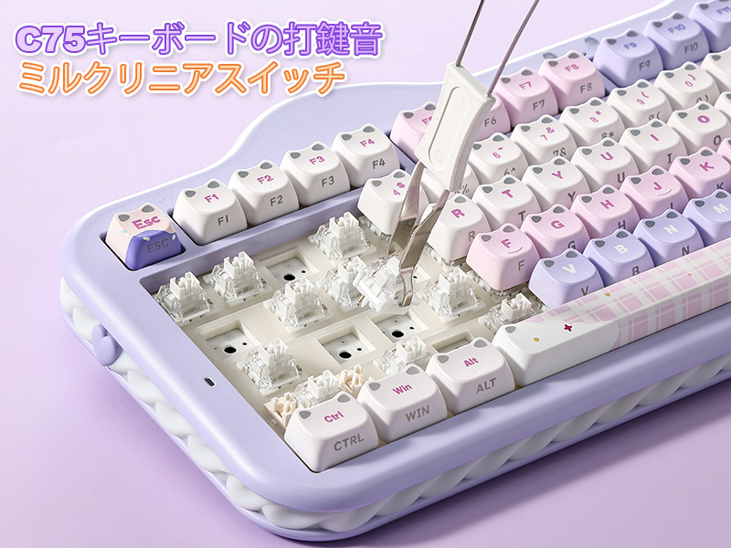 Amazon | YUNZII C75 ワイヤレスメカニカルキーボード 75%レイアウト