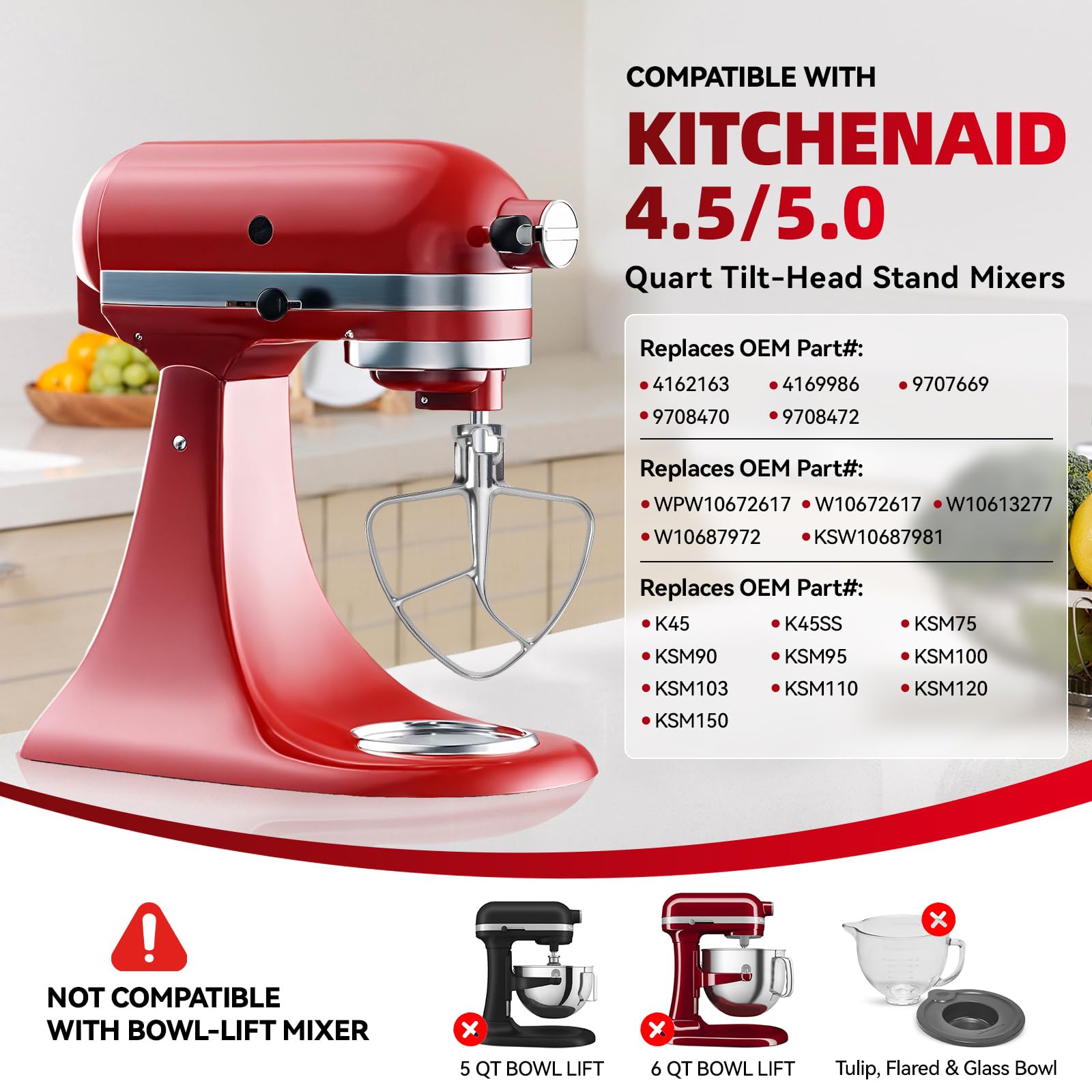 Amazon | K45B ステンレススチールフラットビーター Kitchenaid チルト