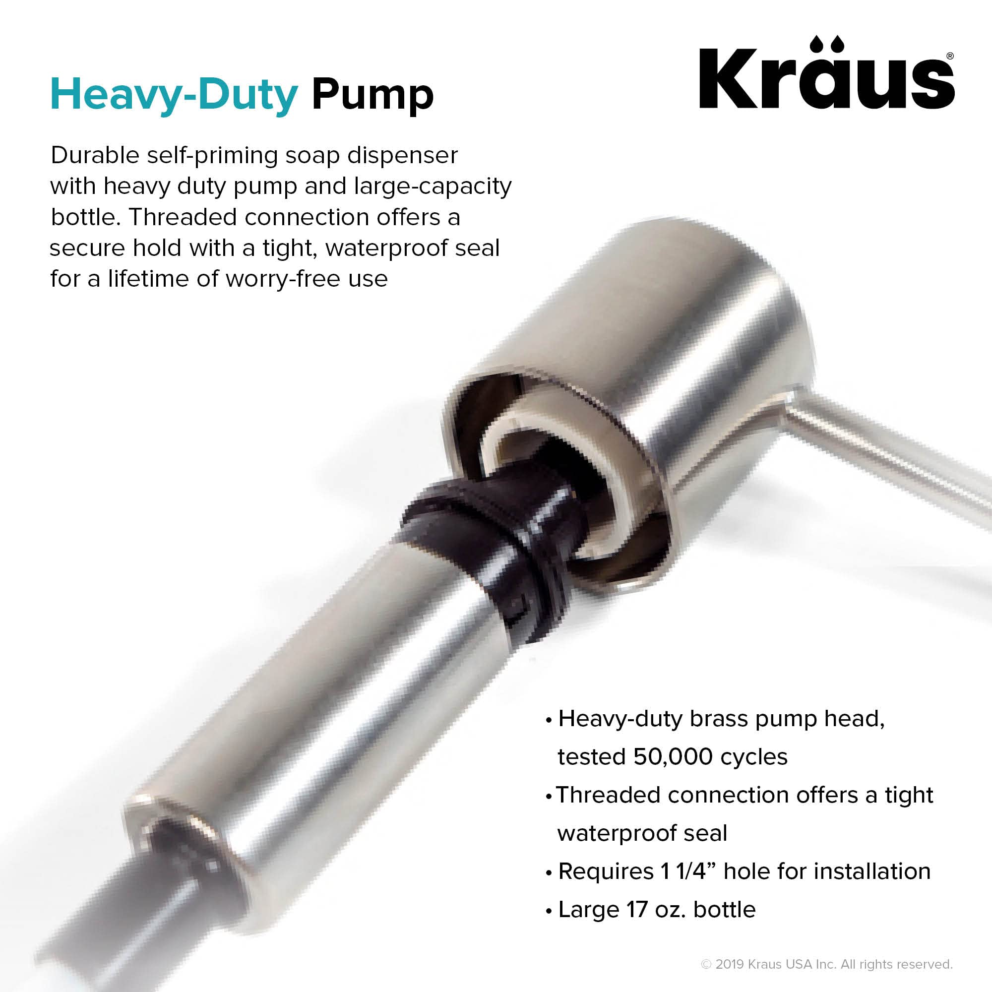 KRAUS Boden KSD-53SFS - Dispenser per sapone e lozioni da cucina, in acciaio INOX senza macchie