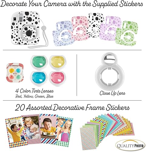 Miniatura 6 de Fujifilm Cámara instantánea Instax Mini 12 con funda, 20 películas Fuji, calcomanías decorativas, marcos, álbum de fotos y más kit de accesorios