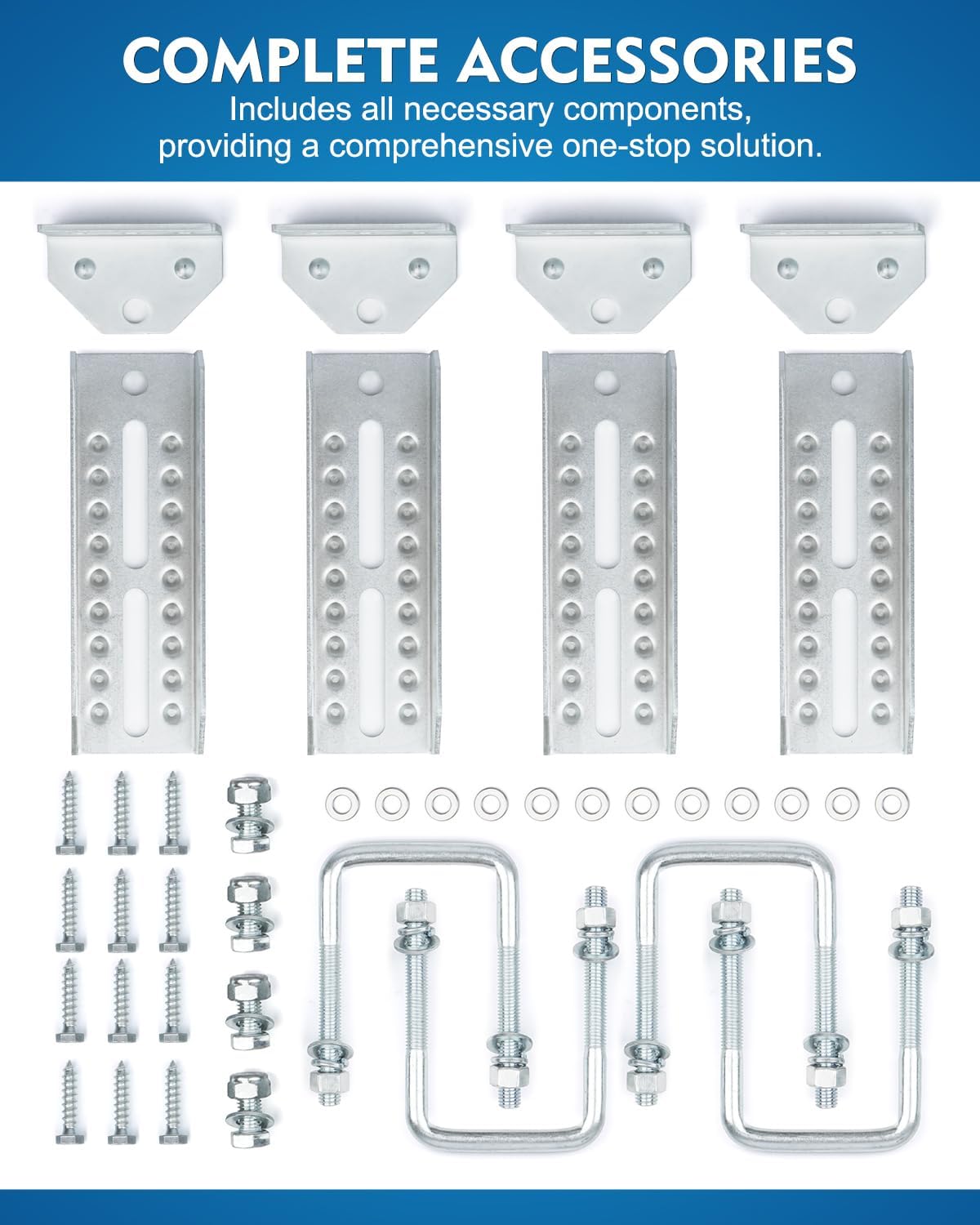 Heavy Duty 8" Boat Trailer Bunk Brackets, 4 PCS Galvanized Swivel Top Bunk Bracket Kit for 1.5" x 3", 2" x 3", 3" x 3" Boat Trailer Crossmember