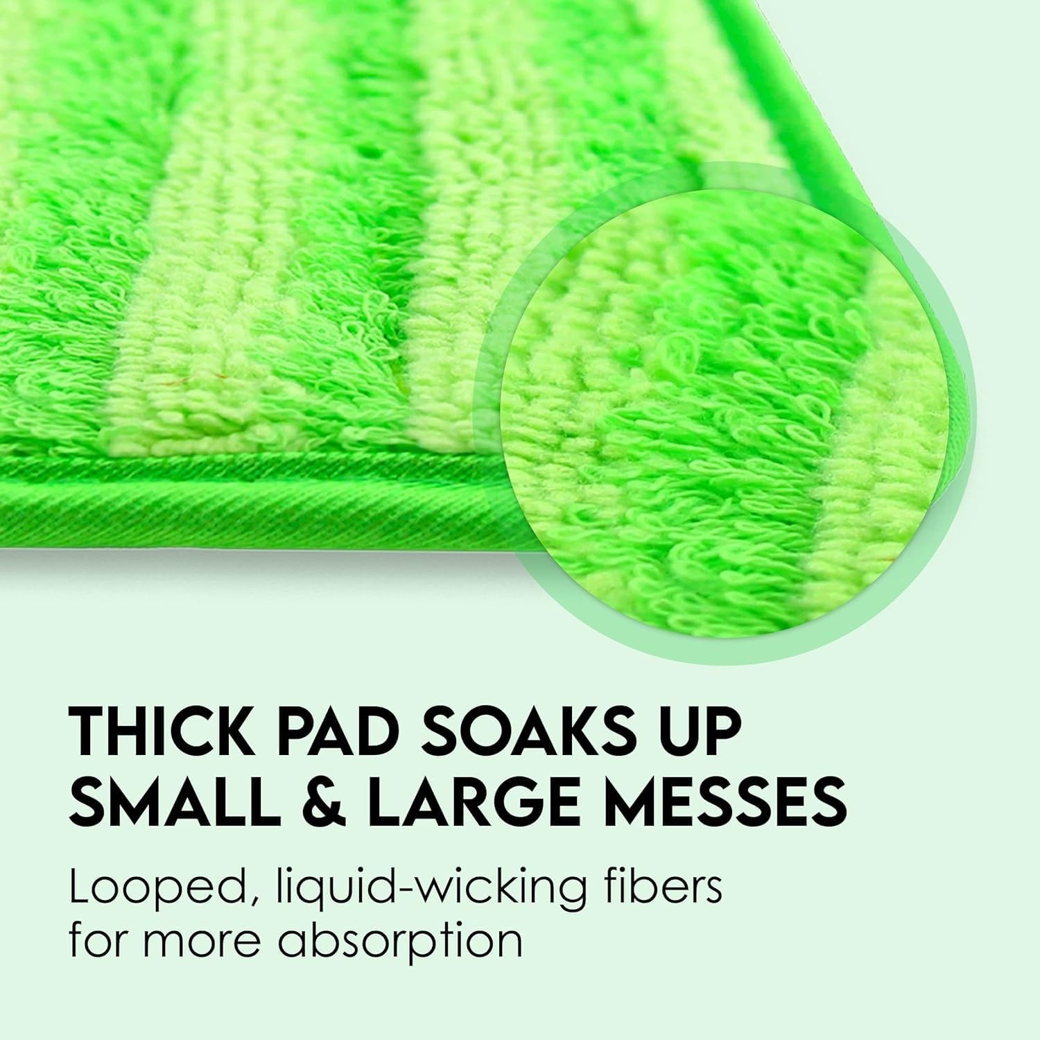 Reusable Microfiber Mop Pads Replacement – 4-Pack, Thick & Absorbent 18-Inch Washable Cleaning Pads, Hook-and-Loop Attachment, Compatible with Bona, Rubbermaid, Libman, Bruce & More