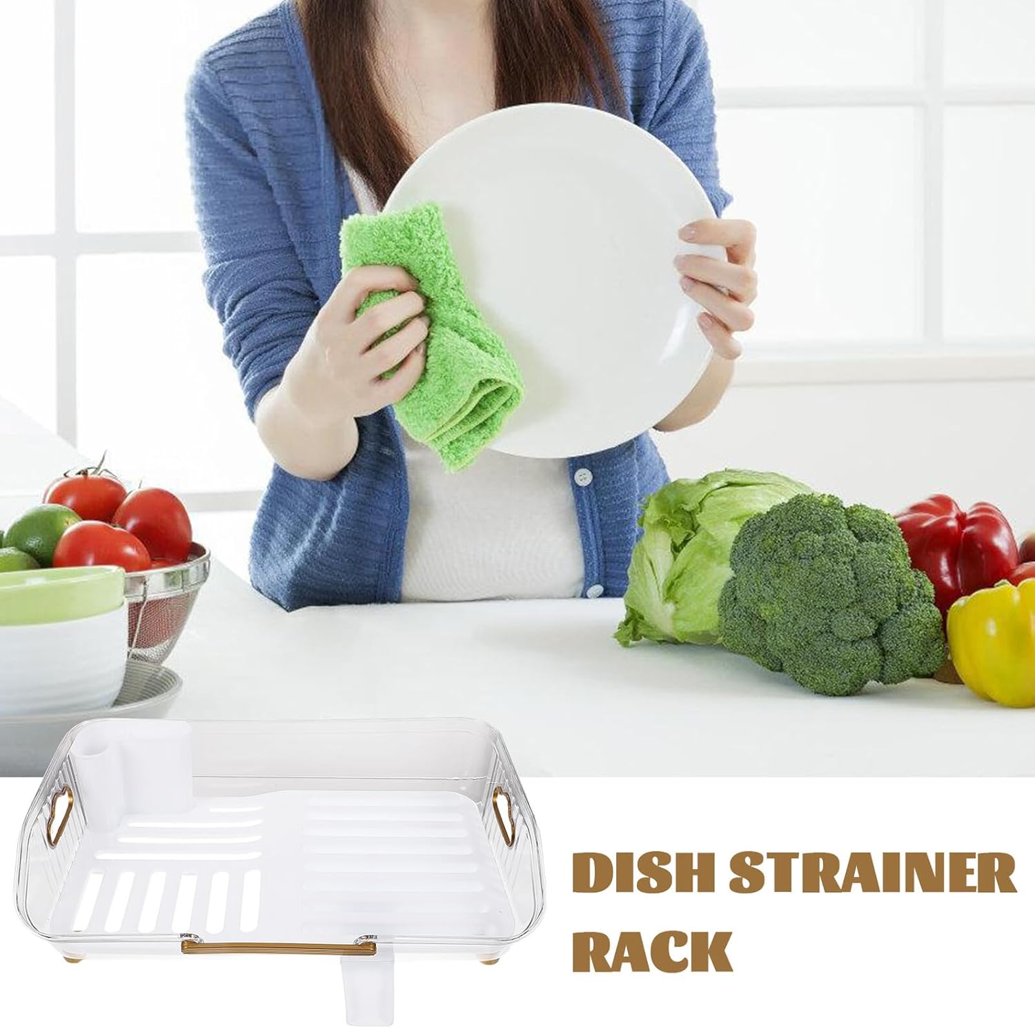 Multi-Functional Dish Drying Rack with Drainboard and Utensil Holder, Small Kitchen Tableware Drain Dish Rack for Sink Counter Organization