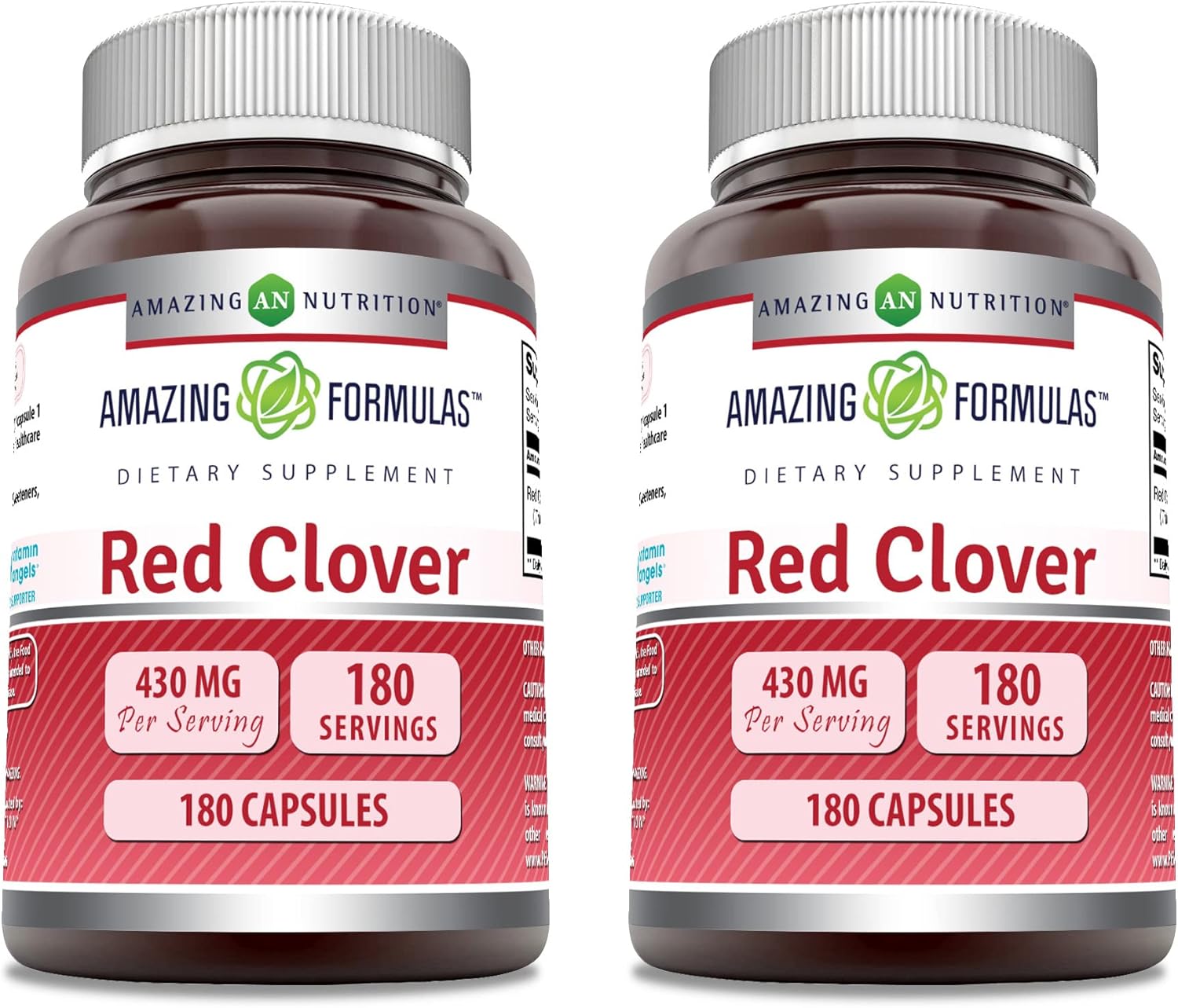 Amazing Formulas Red Clover 430 mg Capsules Supplement | Red Clover Blossoms Herb Extract | Non-GMO | Gluten Free | Made in USA (180 | 3 Pack)