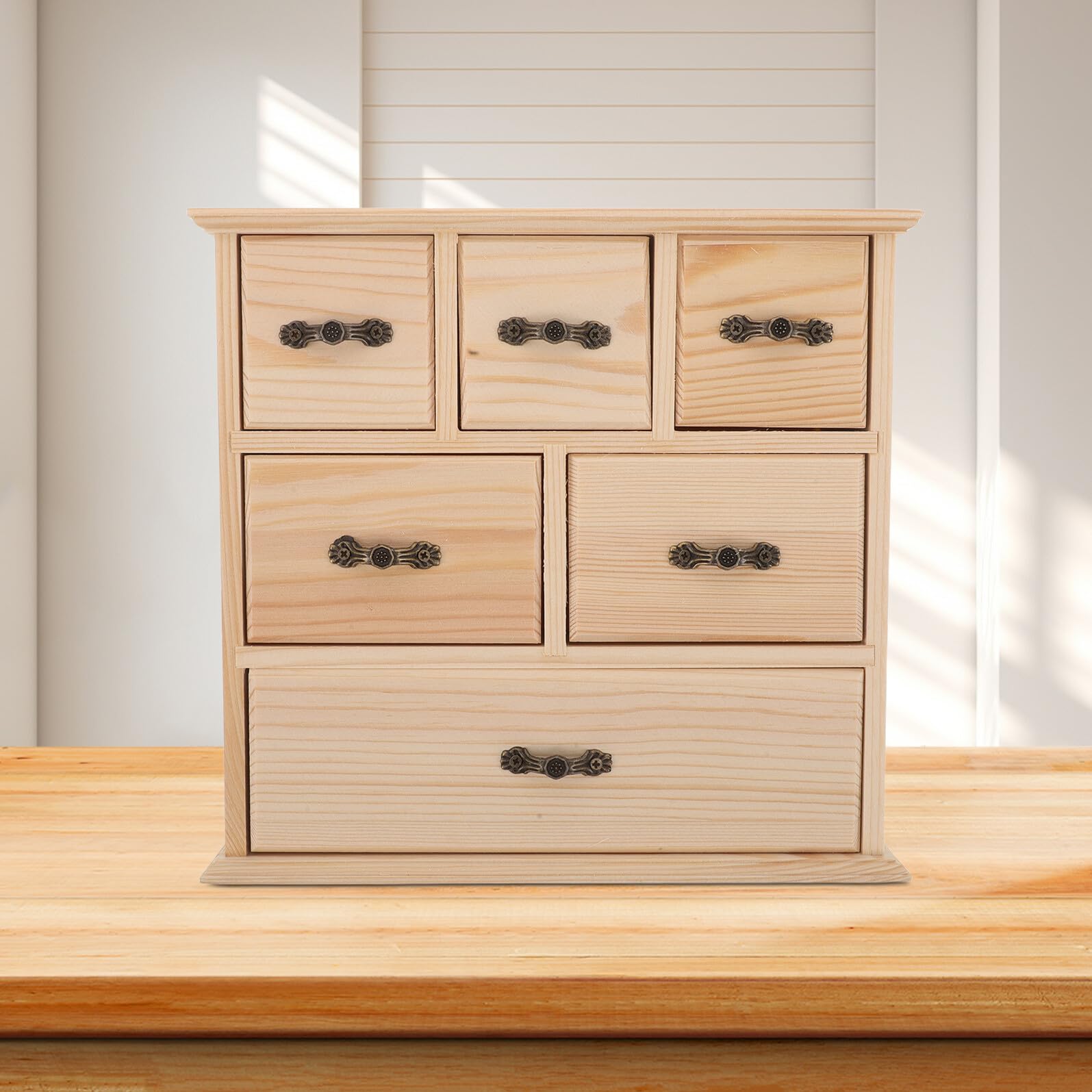 6cajones Caja de Almacenamiento de Madera con Organizador de Escritorio Mini Gabinete de Almacenamiento para Escritorio de Oficina Papelería y Archivos