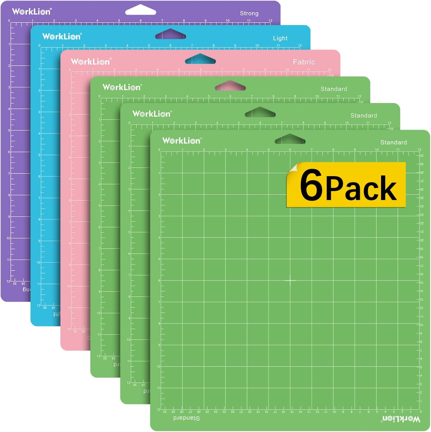 Cutting Mat 12x12 Compatible with Maker/Maker 3/Maker 4/Air 2/Explore 3/4, Variety Sticky(Standard,Light,Strong) Vinyl Mat(6Pack)