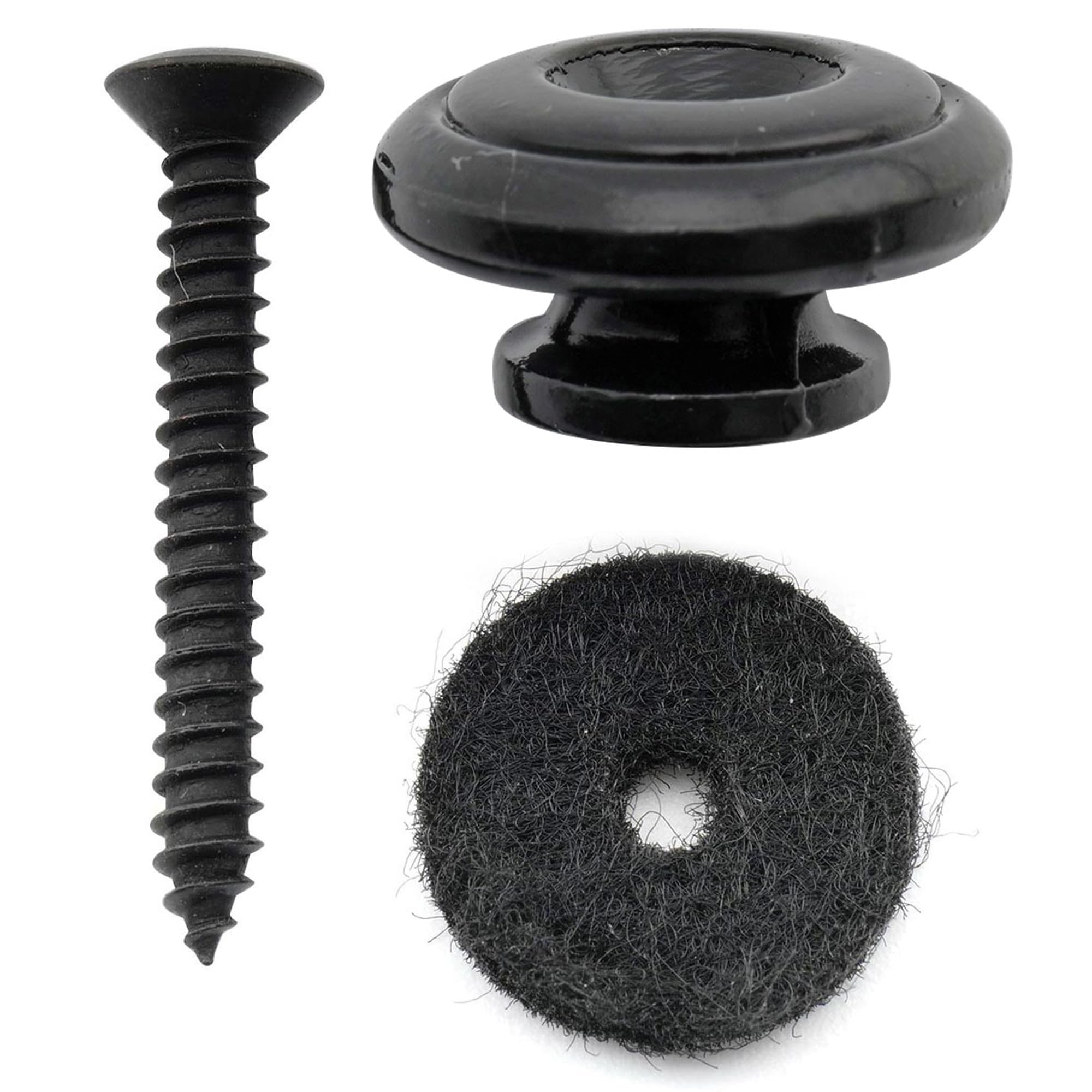 Musiclily Pro 17mm Grand Rond Alliage de Zinc Boutons de Sangle Attache Courroie pour Guitare électrique Acoustique Classique Ukulélé, Noir (Lot de 2)