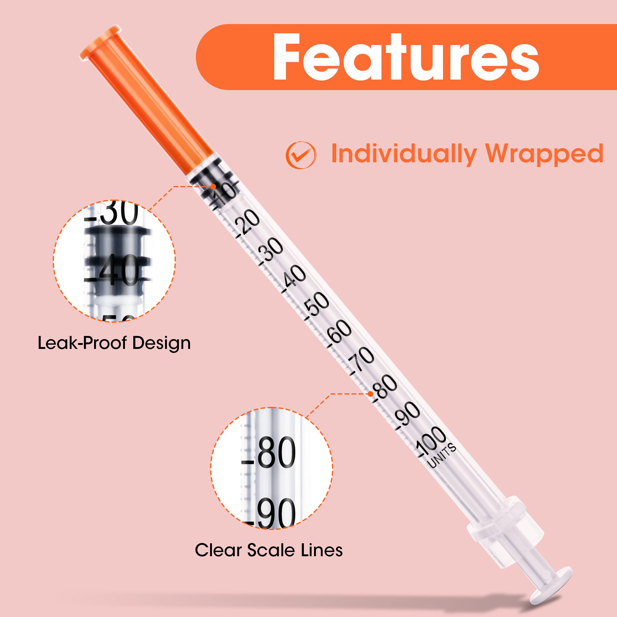 1ml 31G 5/16 Inch (8mm) Syringe, 100 Pack — Amazon image 2