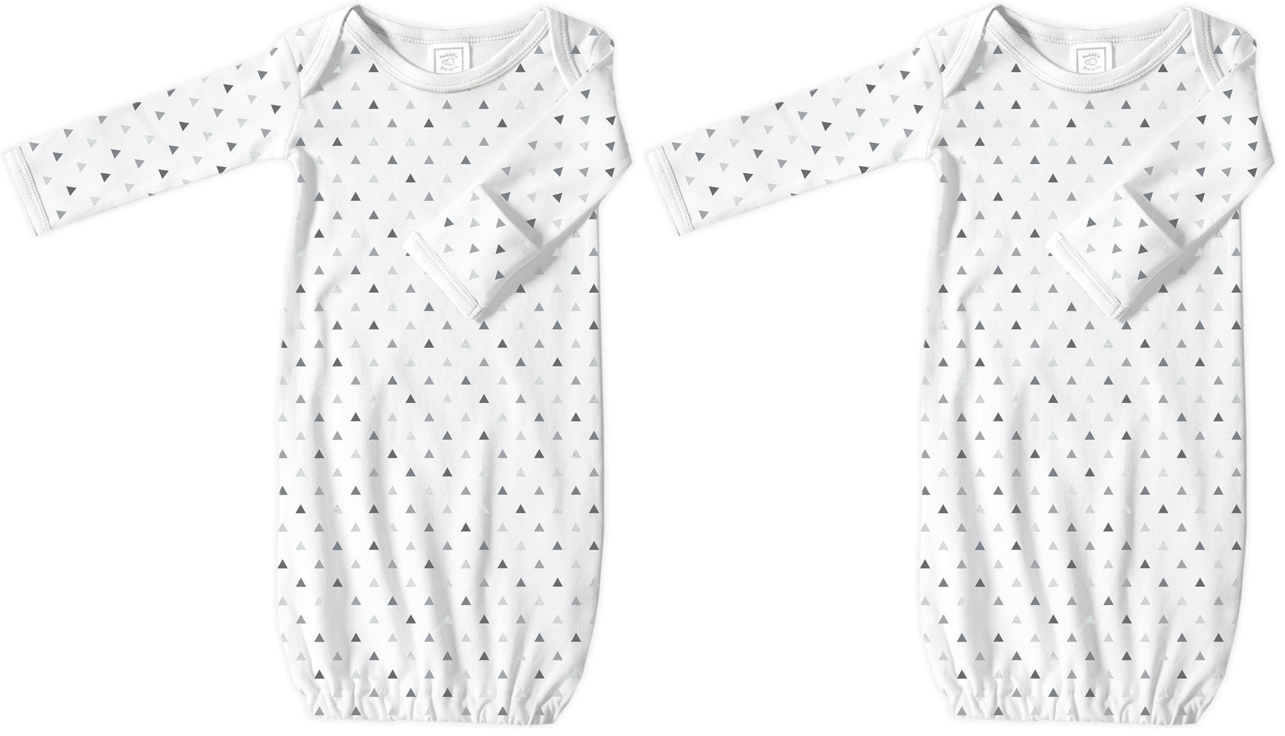 SwaddleDesigns Softest Cotton Baby Pajama Gown with Foldover Mitten Cuffs for Infant Boy and Girl, Newborn, 0-3 Months
