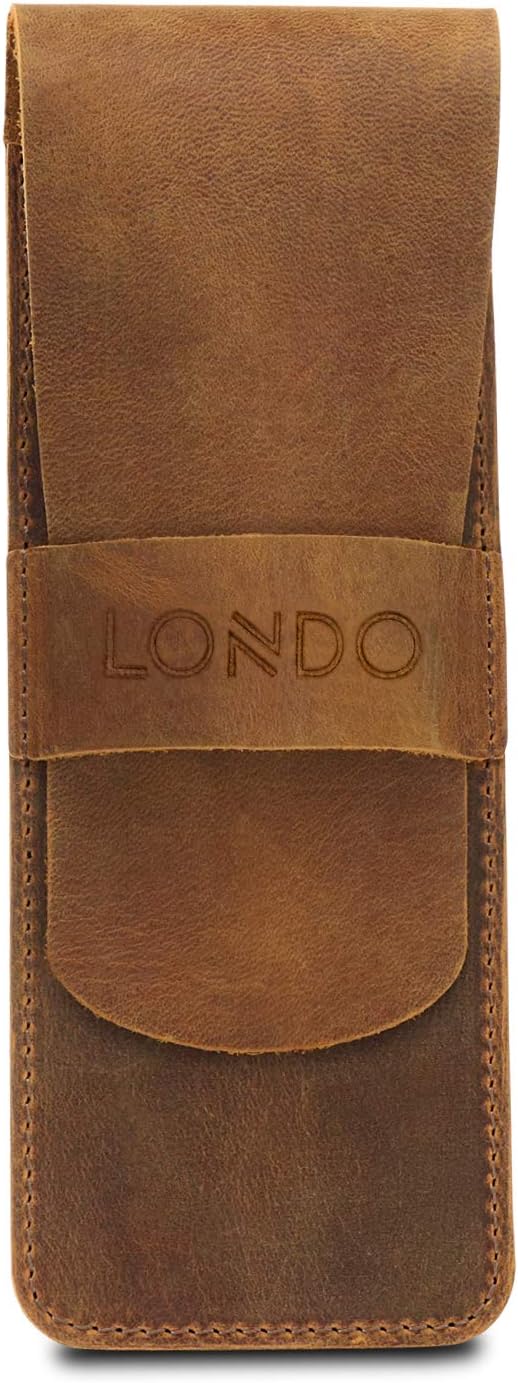 Genuine Leather Pen and Pencil Case with Tuck in Flap, Stationery Bag