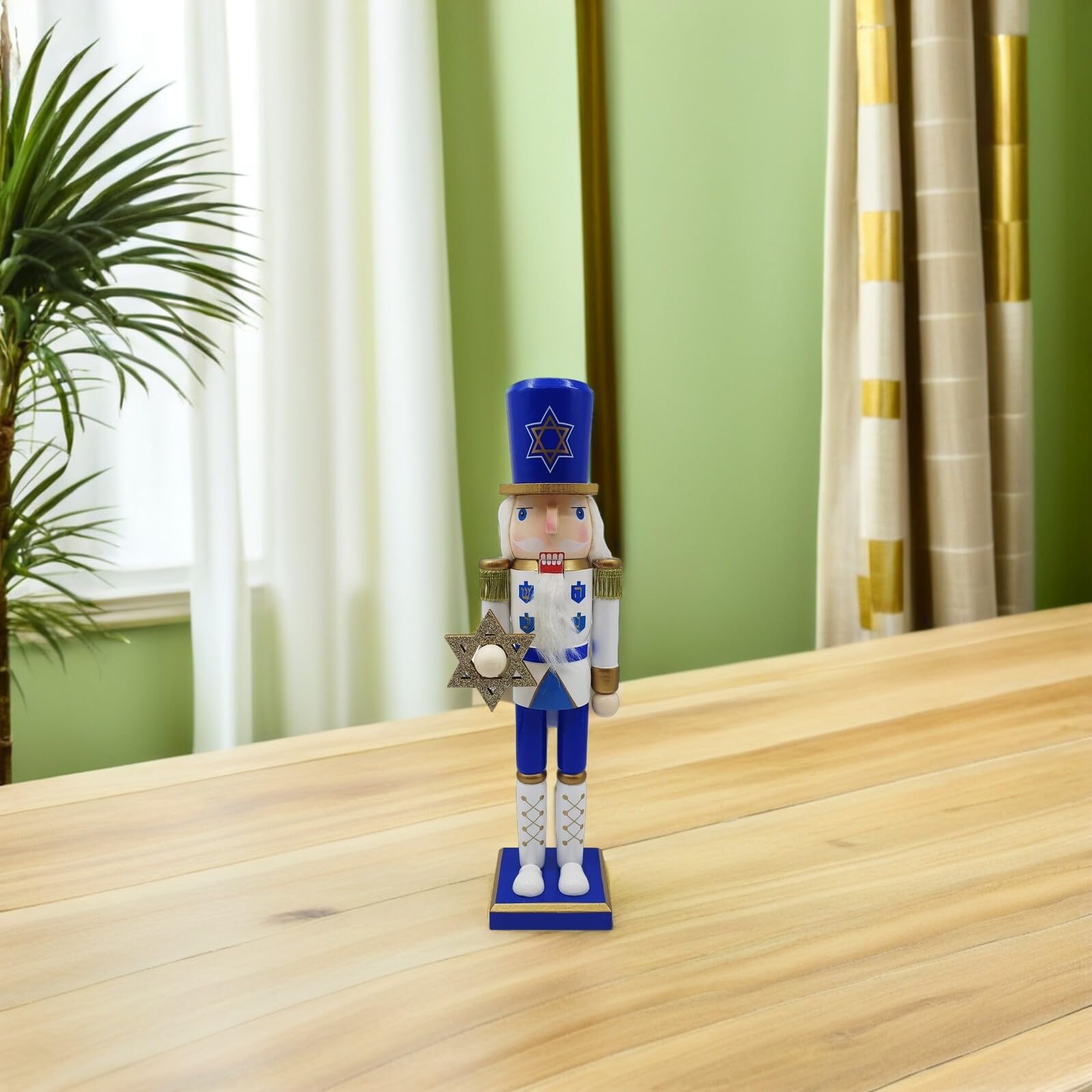 Homoyoyo Cascanueces de Hanukkah de Madera Decoración de Soldado Estrella de David para Centro de Mesa de Fiesta Adorno Coleccionable para Hogar