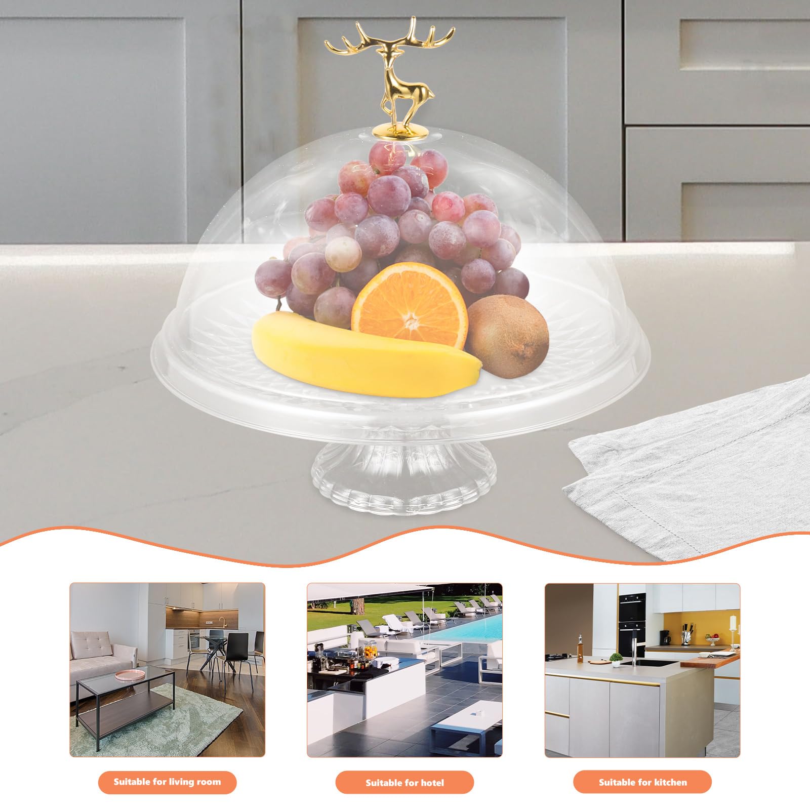 Cabilock Tazón giratorio para tartas, soporte reutilizable para tartas con cúpula: plato multifuncional para servir y bandeja para tartas, bandeja de servidor para pasteles, pasteles, magdalenas,