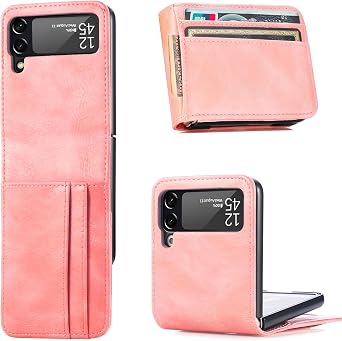 CCSamll for Samsung Galaxy Z Flip 4 Wallet Case Card Holder DK Rose Gold