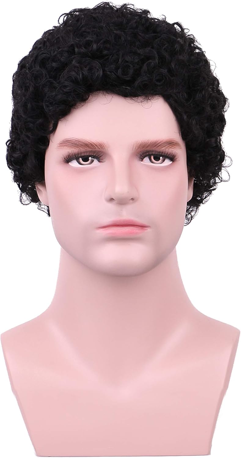 Black curly wig halloween Clearance