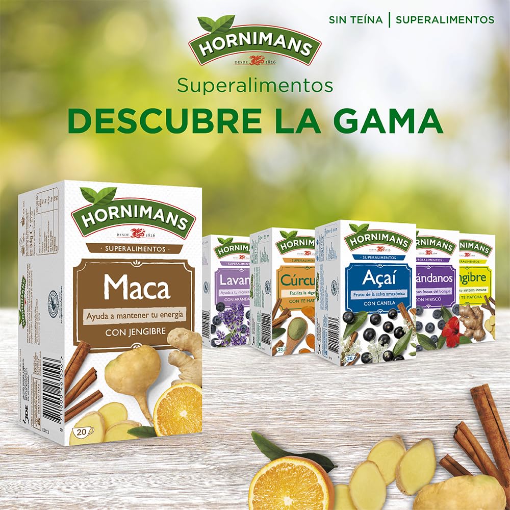 Hornimans Infusión de Maca con Jengibre 100% Natural | 20 bolsitas | Sin Teína