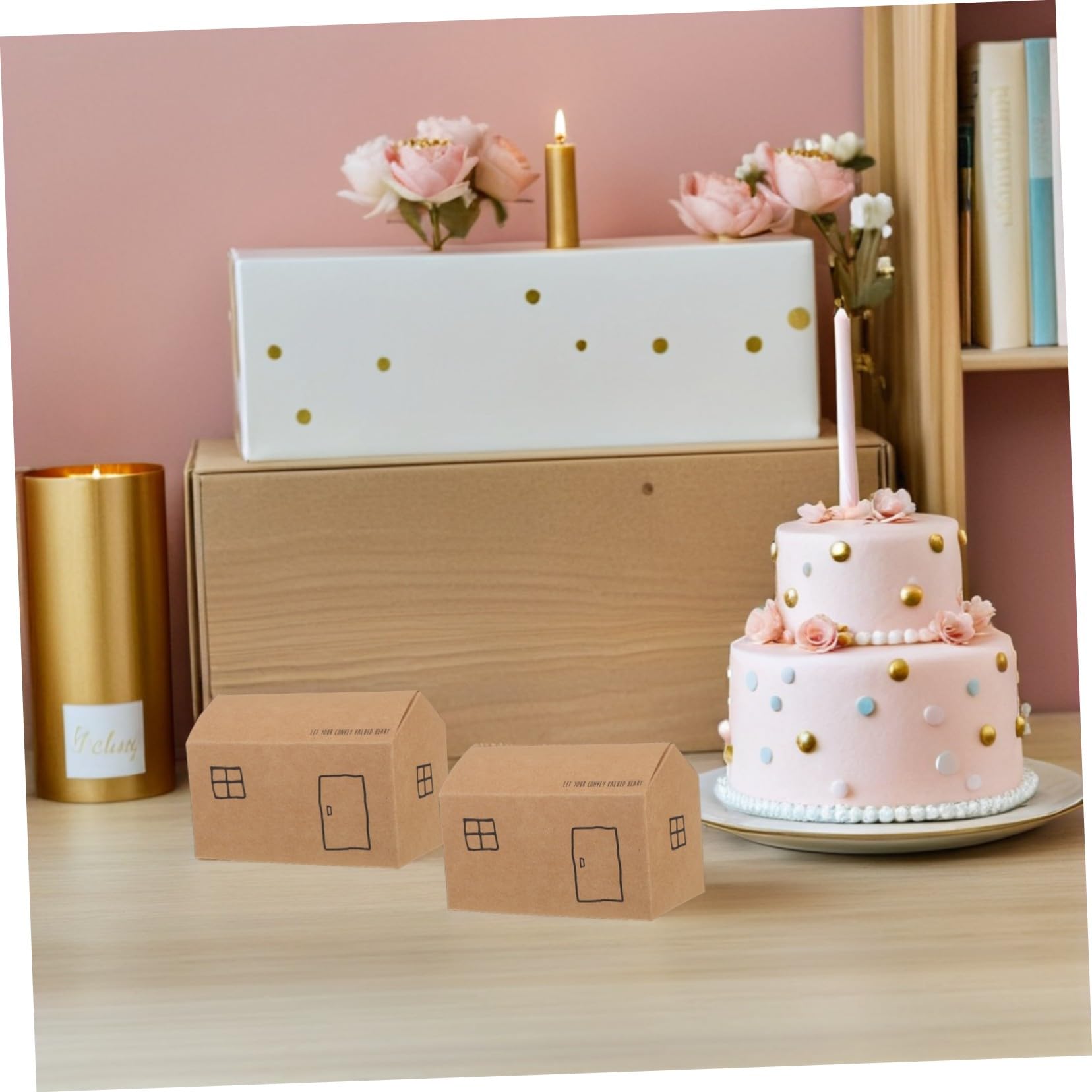 LIGIGWASH 50 Pièces Lot de Boîtes Pliables Forme de Maison Blanches Boîtes à Dragées Légères pour Bonbons Festifs pour Mariages et Noël
