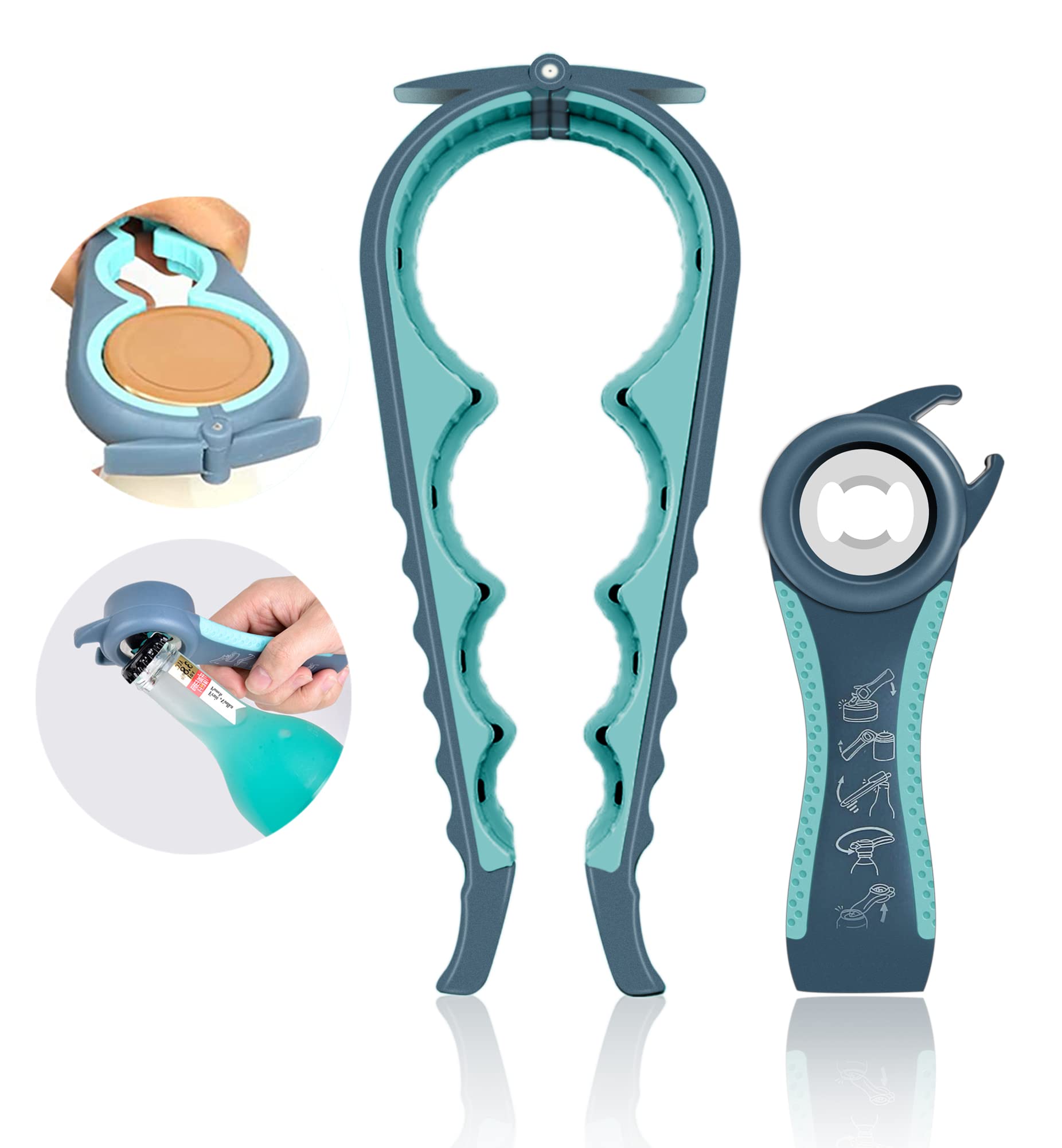 Jar Opener for Weak Hands, Seniors with Arthritis, 5 in 1 Multi Function Bottle Opener Lid Opener For Arthritic Hands