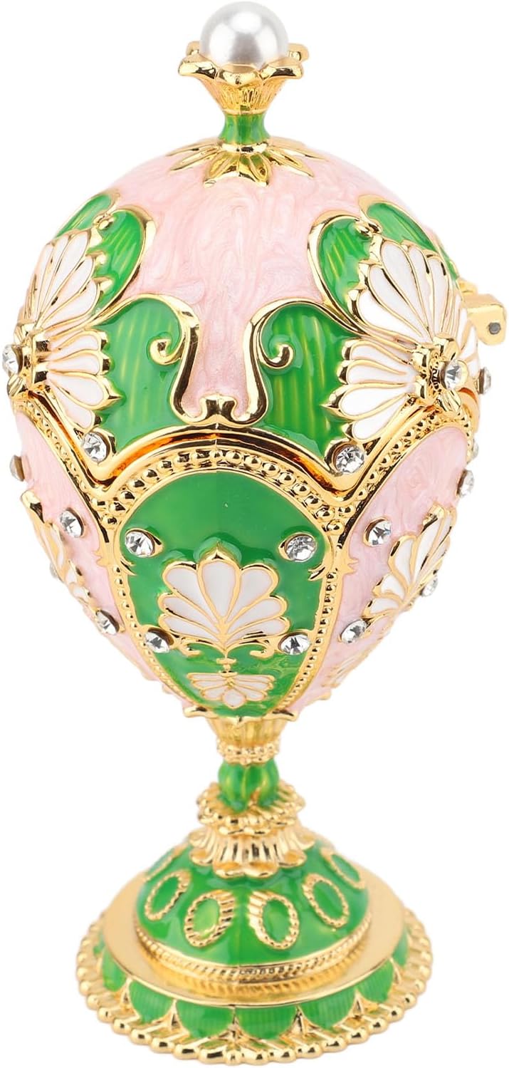 Metallmarket Easter Egg Shaped Jewellery Box Hand-Painted Decorative Rhinestone Stands Alloy Hinges Injured Jewellery Box Small Jewellery Box Jewellery Box Jewellery Box