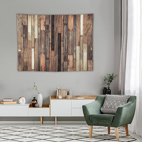 Miniatura 3 de KANEPE Tapiz de tablero de madera vieja con patrón de tablones de madera antigua, tapices para colgar en la pared, decoración del hogar para sala de