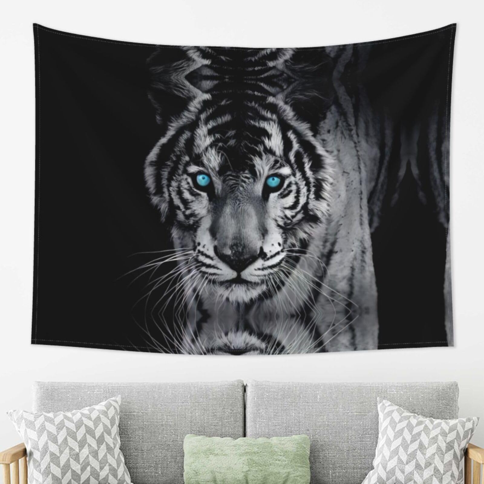 LPLSNWS Wall Tapestry for Bedroom, 80x60 Inches, Animal Print Tiger Theme