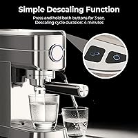 Vista 8 de Máquina de café expreso de 20 bares, cafetera compacta con espumador de leche para café con leche y capuchino, limpieza automática/tanque extraíble