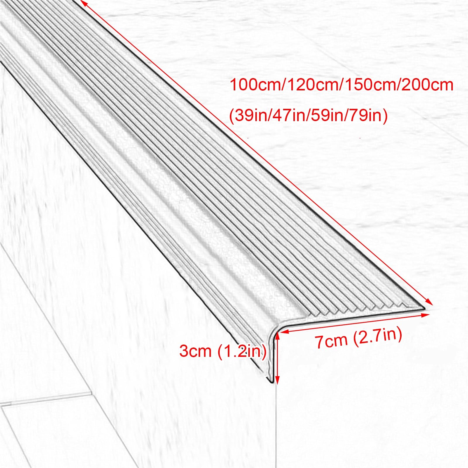 Profilo per Bordi per Scale a Forma di L in Alluminio, Profilo Angolare Paraspigoli Muro, Impermeabile e Antiruggine, per Scale Interne ed Esterne(Black,120x7x3cm/47x2.7x1.2in)