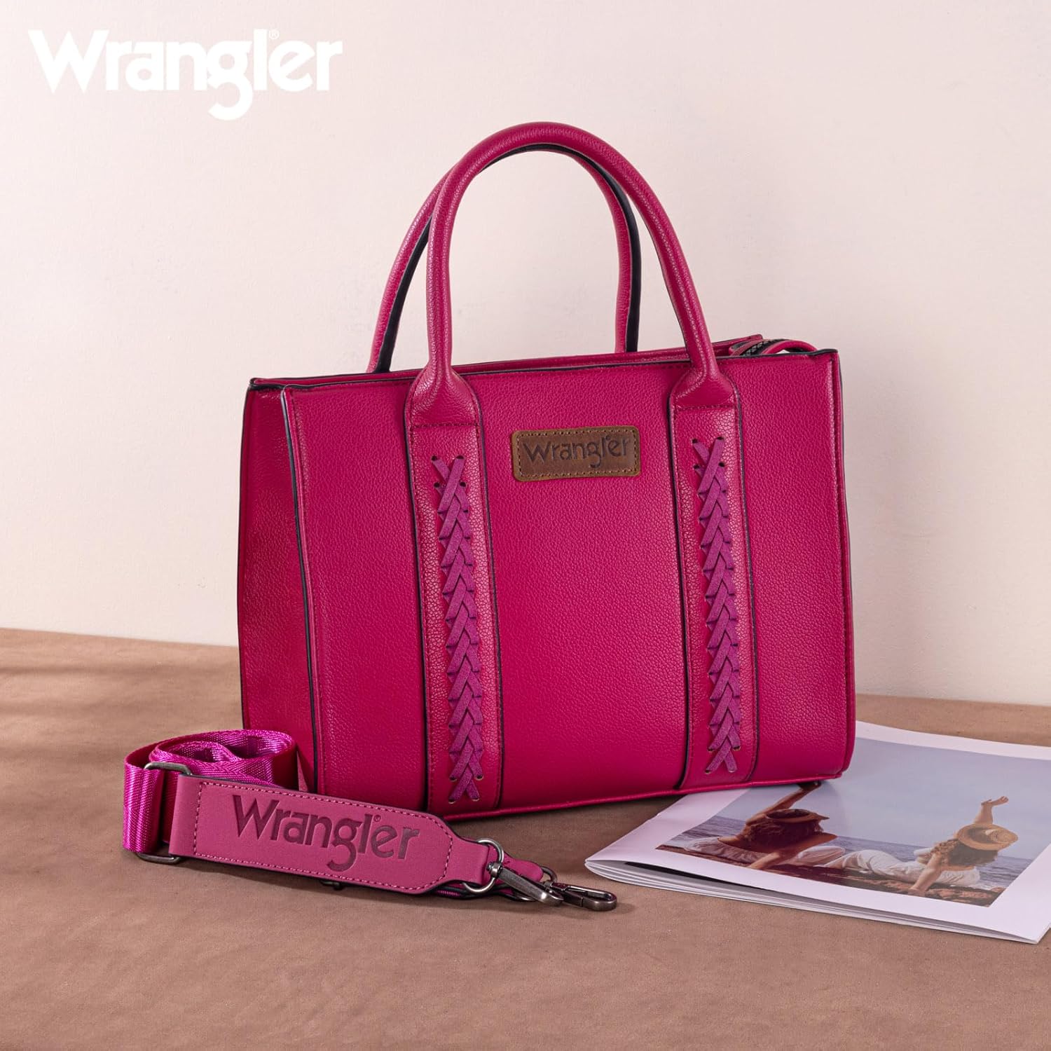 Wrangler Medium Tote Bag for Women Designer Satchel Handbags Top-handle Purses with Strap - Image 3