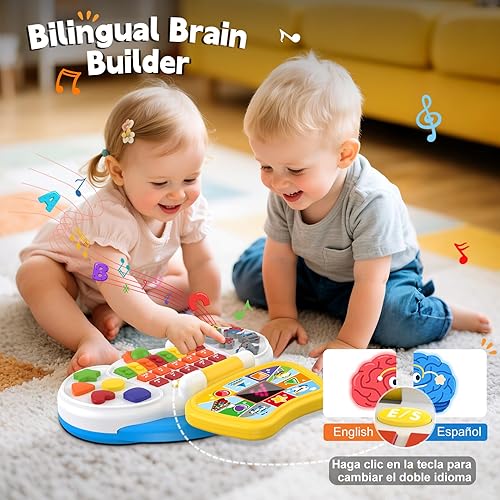 Miniatura 4 de Juguetes interactivos para portátiles para niños de 2 a 4 años computadora educativa bilingüe para niños con pantalla LCD y juguetes de aprendizaje