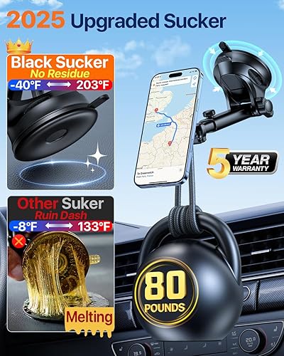 Miniatura 2 de HTU Grado militar para soporte de coche MagSafe Succión más fuerte mejoradaSoporte magnético para teléfono para ventilación del parabrisas, soporte