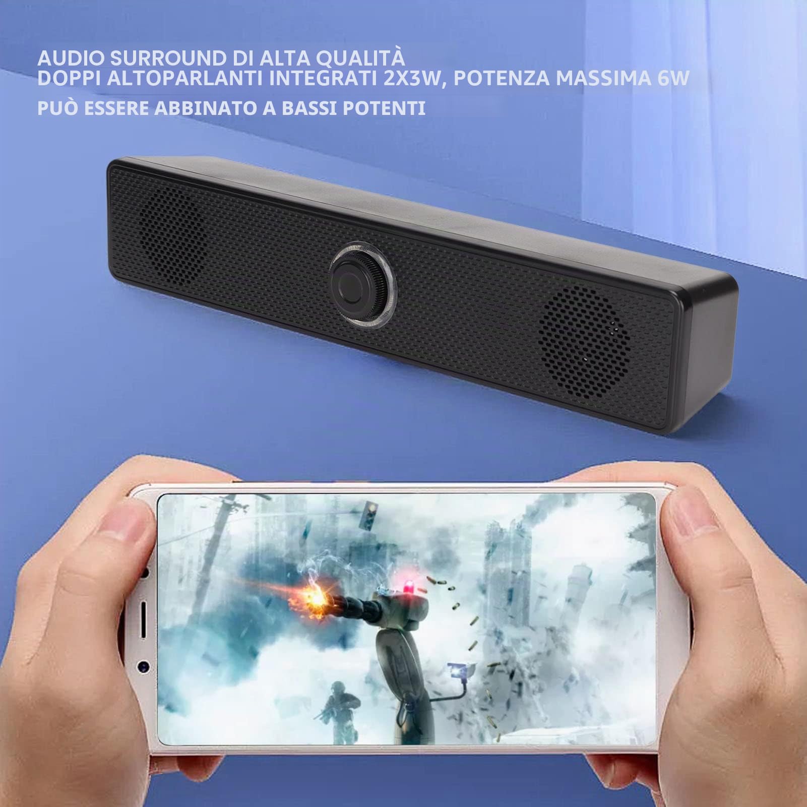 GOWENIC Altoparlante per Computer Cablato 350T, Altoparlante da Tavolo USB Soundbar Mini Altoparlante Soundbar con Ingresso da 3,5 Mm e Controllo del Volume per PC Tablet Desktop Cellulare Laptop