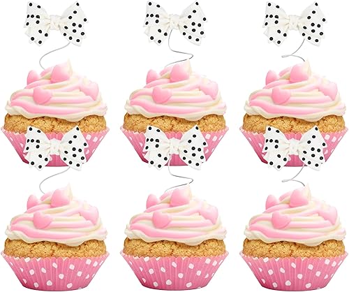 24 adornos de resina para cupcakes con lazo para decoración de tartas para festivales, fiestas temáticas, fiestas de cumpleaños, baby shower, bodas,
