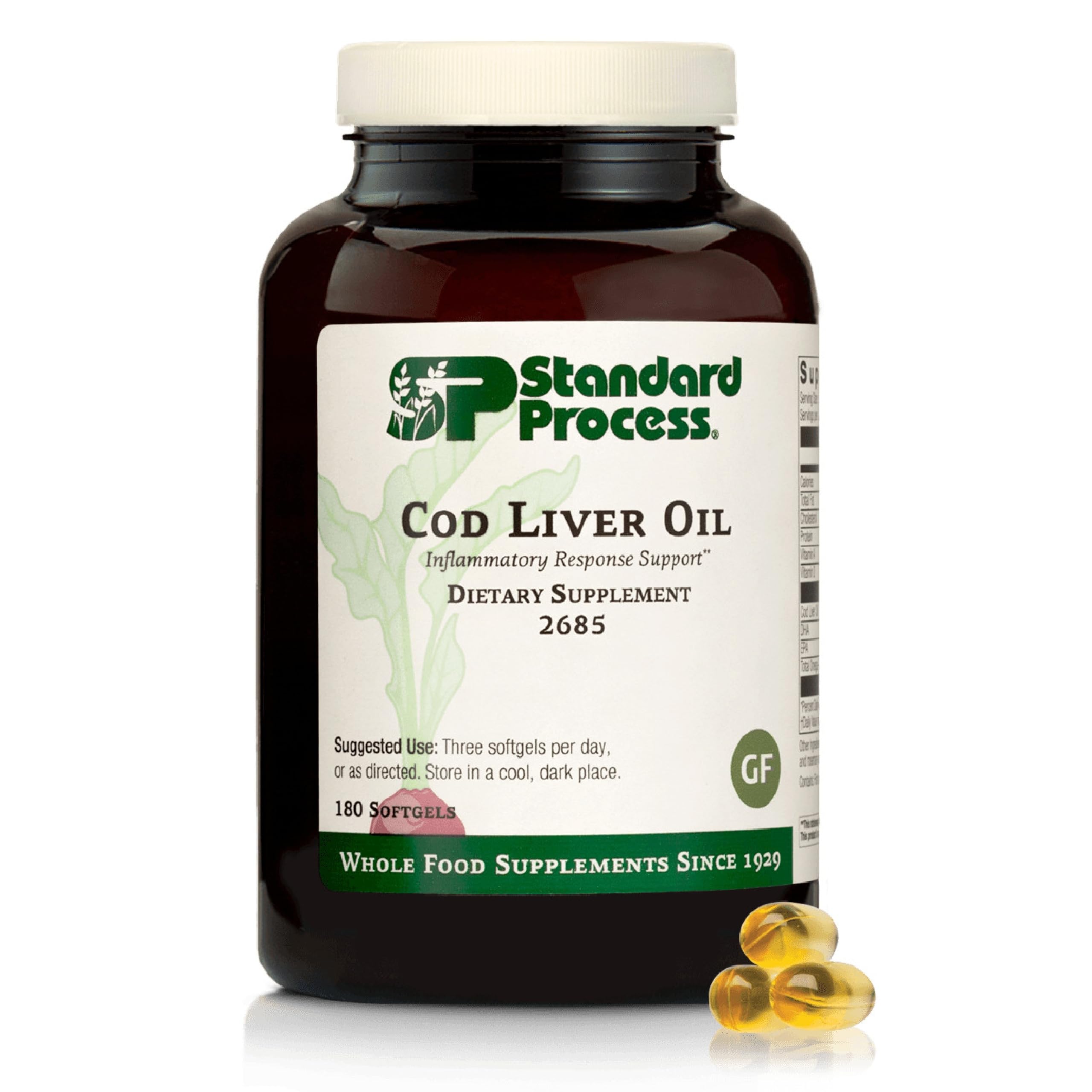 Standard Process Cod Liver Oil, Eye & Bone Health Support, 180 Softgels